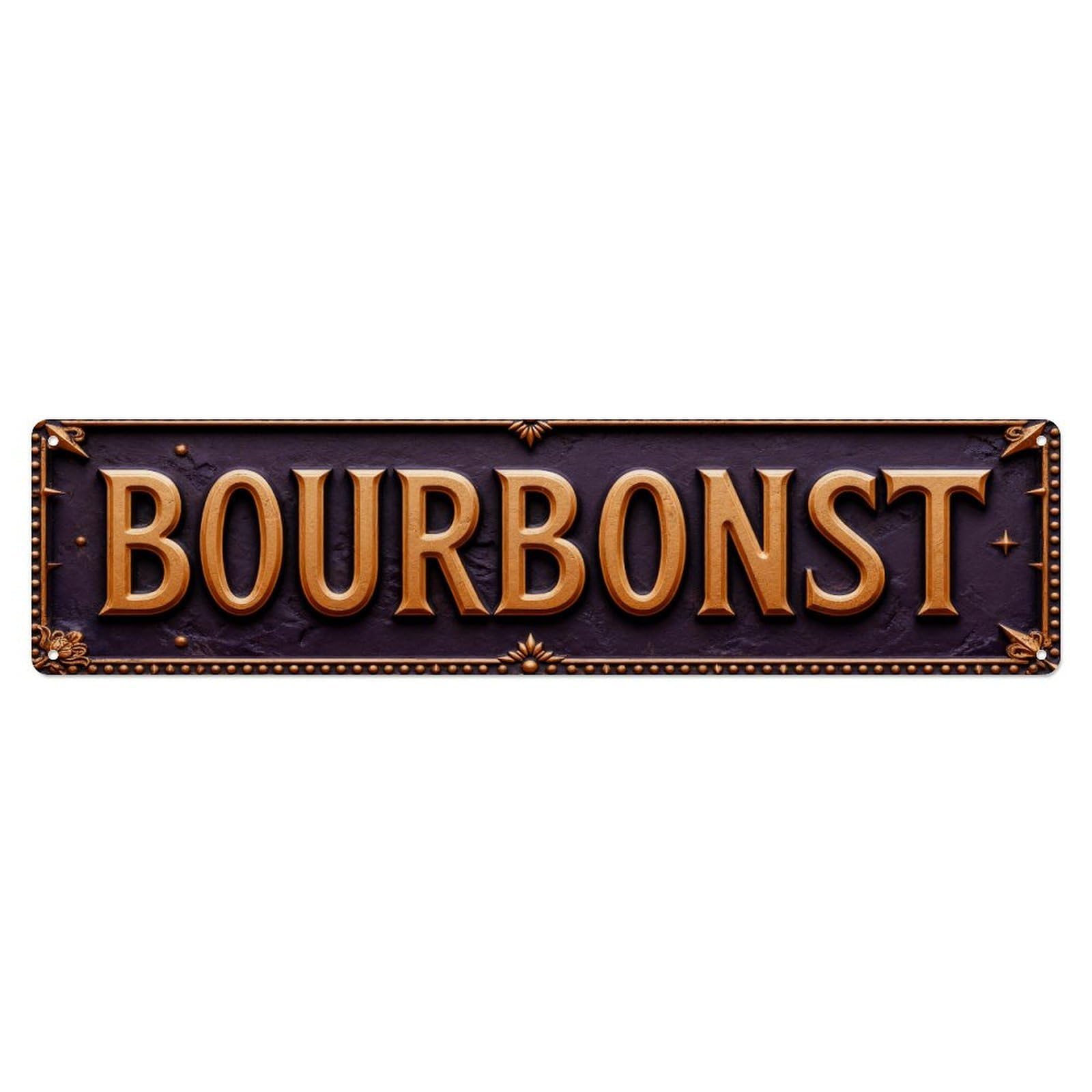 Bourbon Street Sign Pattern Metal Tin Sign Plaque