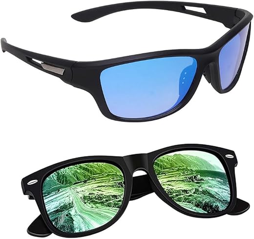 ELLIGATOR Driving Sport Retro Square Blue and Stylish Sunglass for Men &amp; Women | Full-Rim Cover Eyewear for Driving, Cycli...