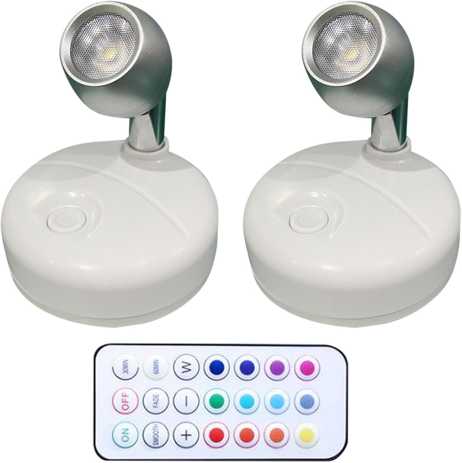 2pcs Wireless Spotlight Battery Operated Light Up Lights Indoor Mini Lights Dimmable Art Sky Projector for Bedroom (White, One Size)
