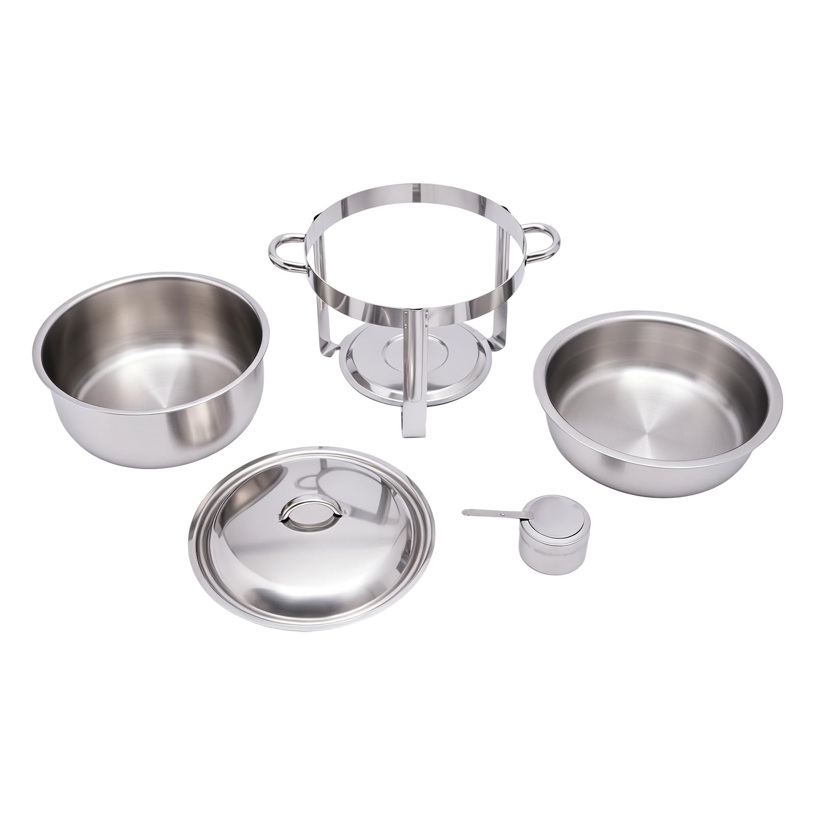 Contenitore termico per alimenti, per alimenti, scaldavivande, buffet, pasta combustibile, piastra per barbecue, contenitore elettrico in acciaio inox, 5 l, rotondo