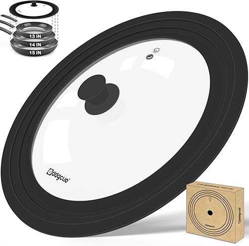 Tapa universal de sartén de 13-14-15 pulgadas, tapa de olla de silicona extra grande para ollas, sartenes y sartenes, tapa de sartén de repuesto con