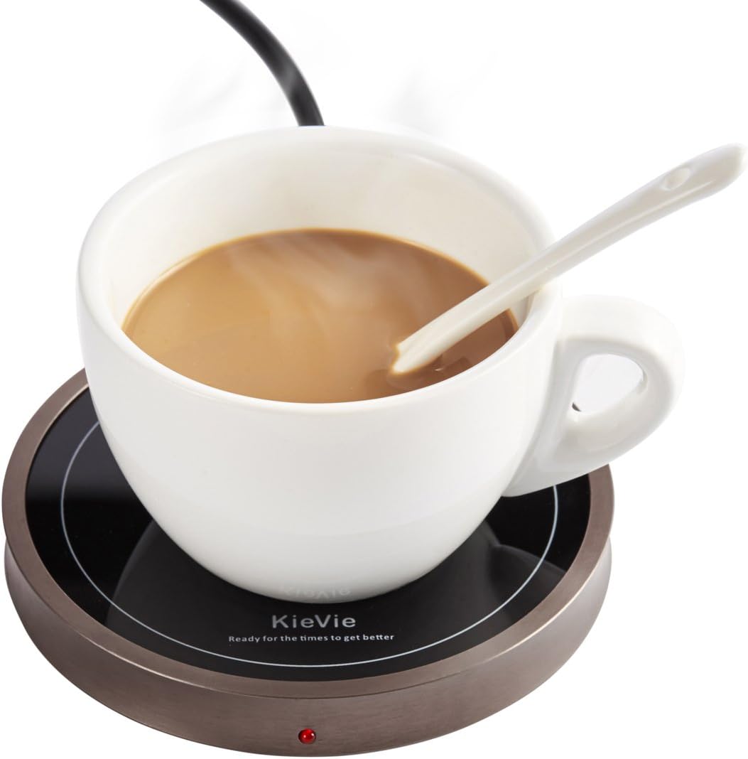 Electric Coffee Mug Warmer for Home/Office Use, Pyroceram Plate and Metal Shell, Waterproof Mug Warmer For Warming Beverages, such as Coffee, Milk, Tea, Cocoa, Small Food, Golden Brown