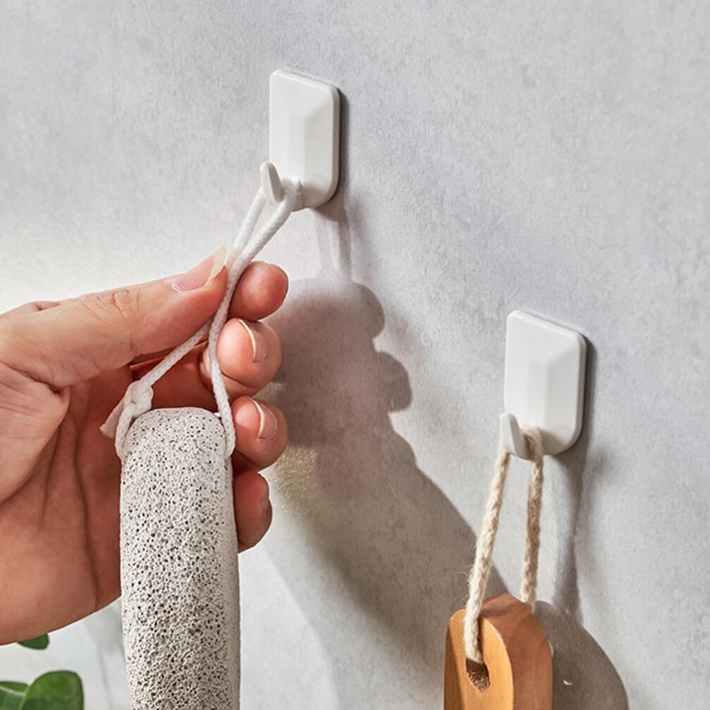 Cabilock 24pcs White Adhesive Wall Hooks for Keys Jewelry Storage image 4