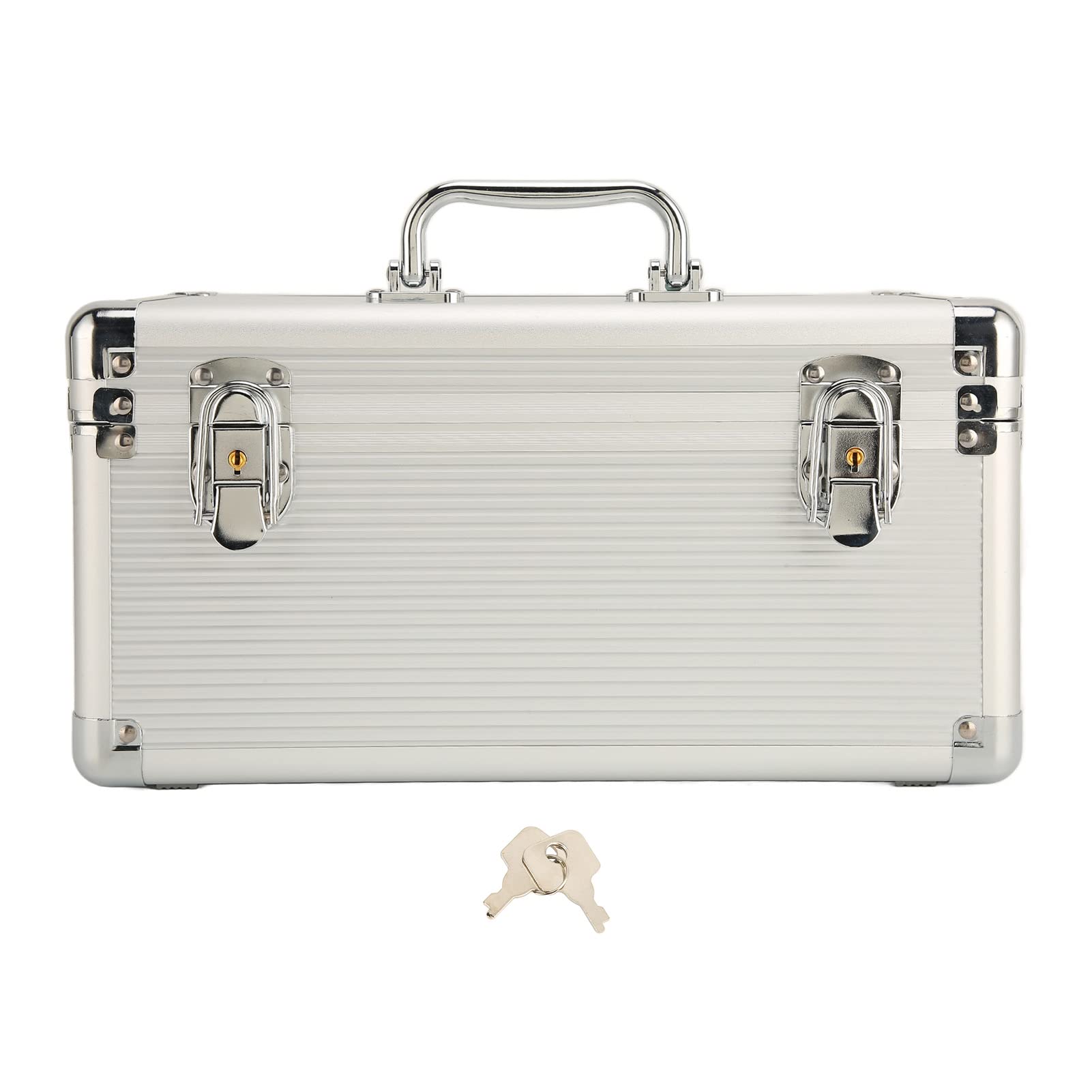 KOSDFOGE Hard Drive Storage Box with 14 Bays, Double Protection, and Safe Lock Design for 2.5in and 3.5in Hard Drives - Sturdy, Durable, and Waterproof with Aluminum Alloy Corner Design