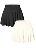 Women 2 Piece Skirts 2 in 1 Flowy Basic Versatile Stretchy Flared Casual Mini Skirts