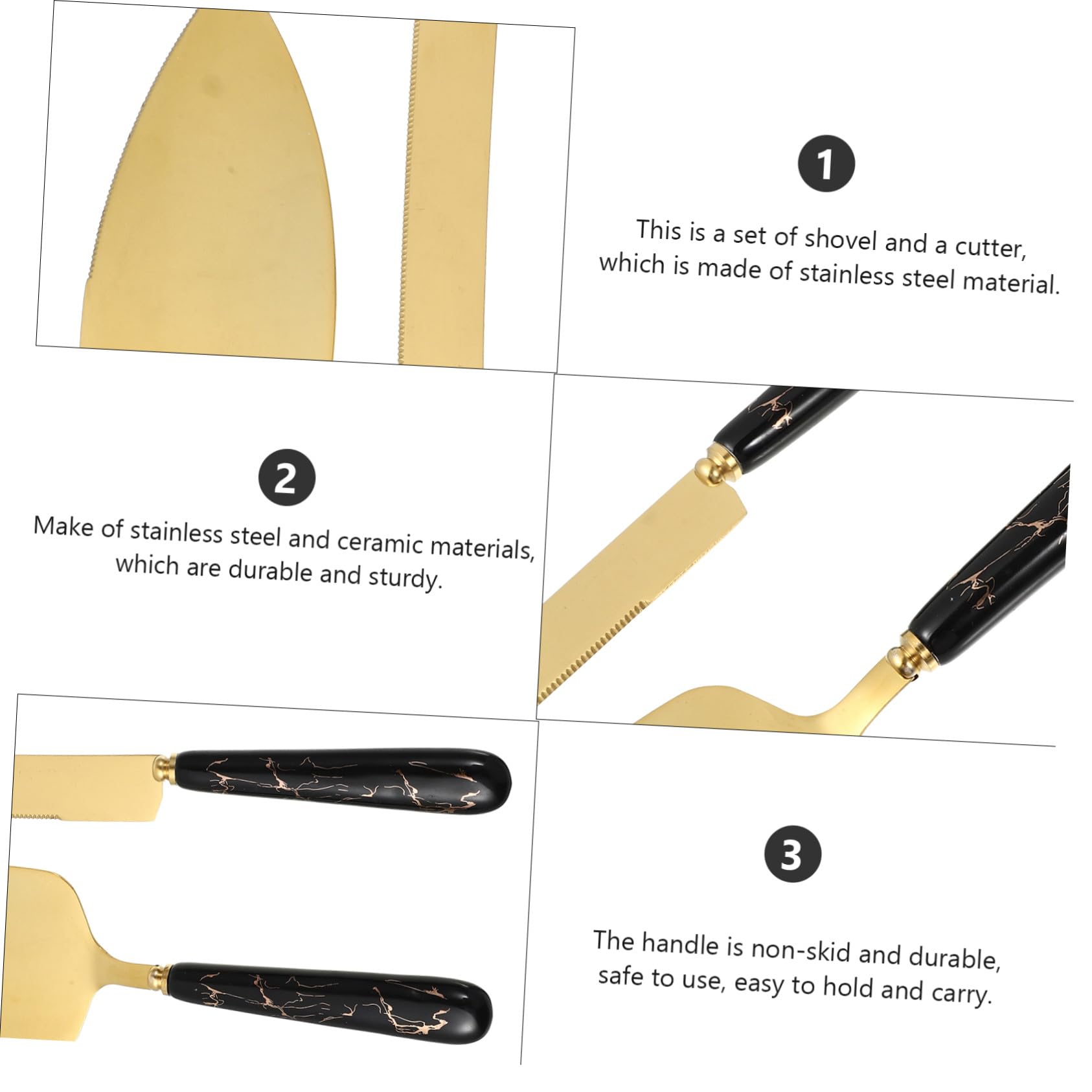 Set de Spatules à Gâteau en Acier Inoxydable et Céramique, 1 Lot, Poignée Antidérapante, pour Pâtisserie Cuisine