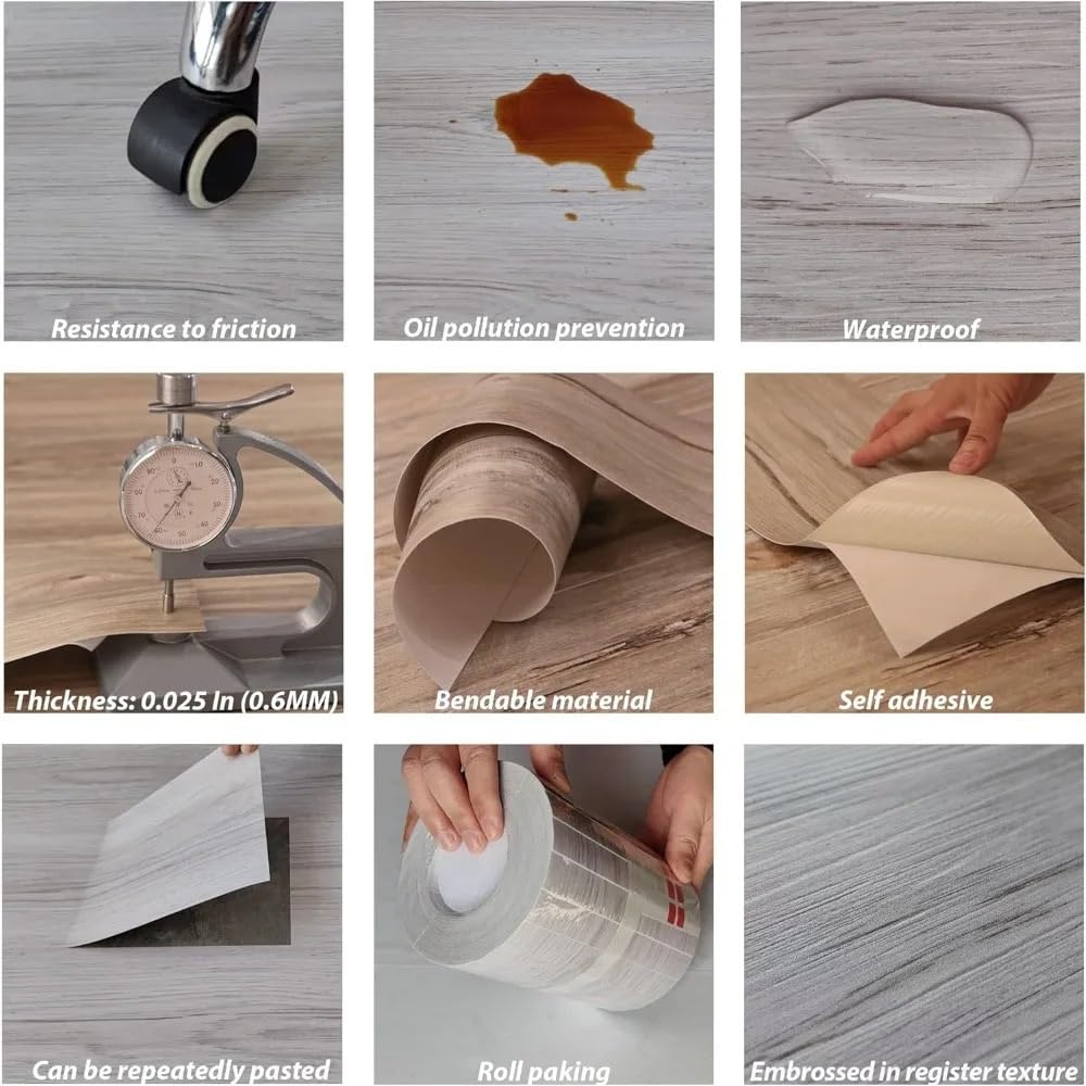 Pavimento Pvc Adesivo Confezione Da 36 Adesivi For Piastrelle In Vinile Effetto Legno 54 Piedi Quadrati, Autoadesive Fai Te, Assi Pavimenti Giardino
