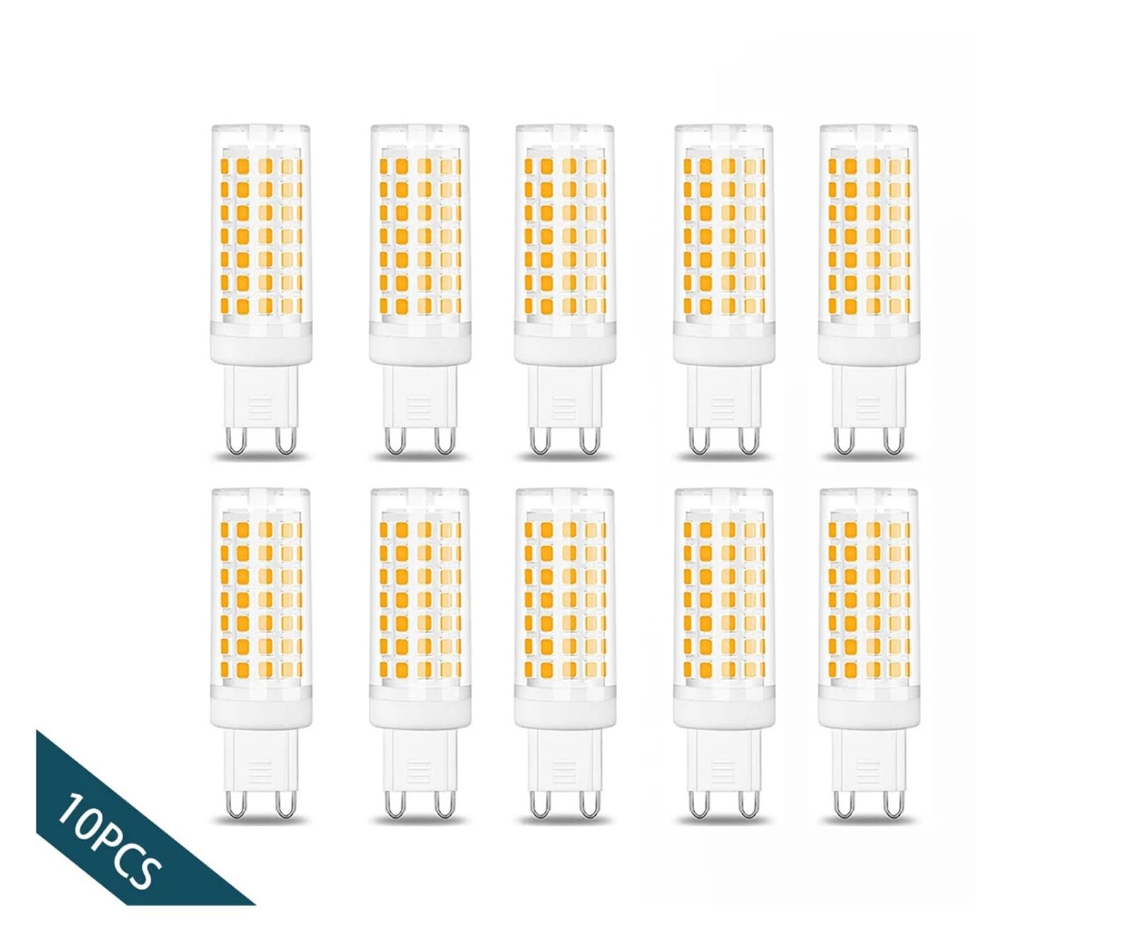 10 Uds. Bombilla LED de maíz G9 superbrillante 110V 220V 6W 690lm cerámica sin luz LED Filcker(Cold White,No,220V-240V)