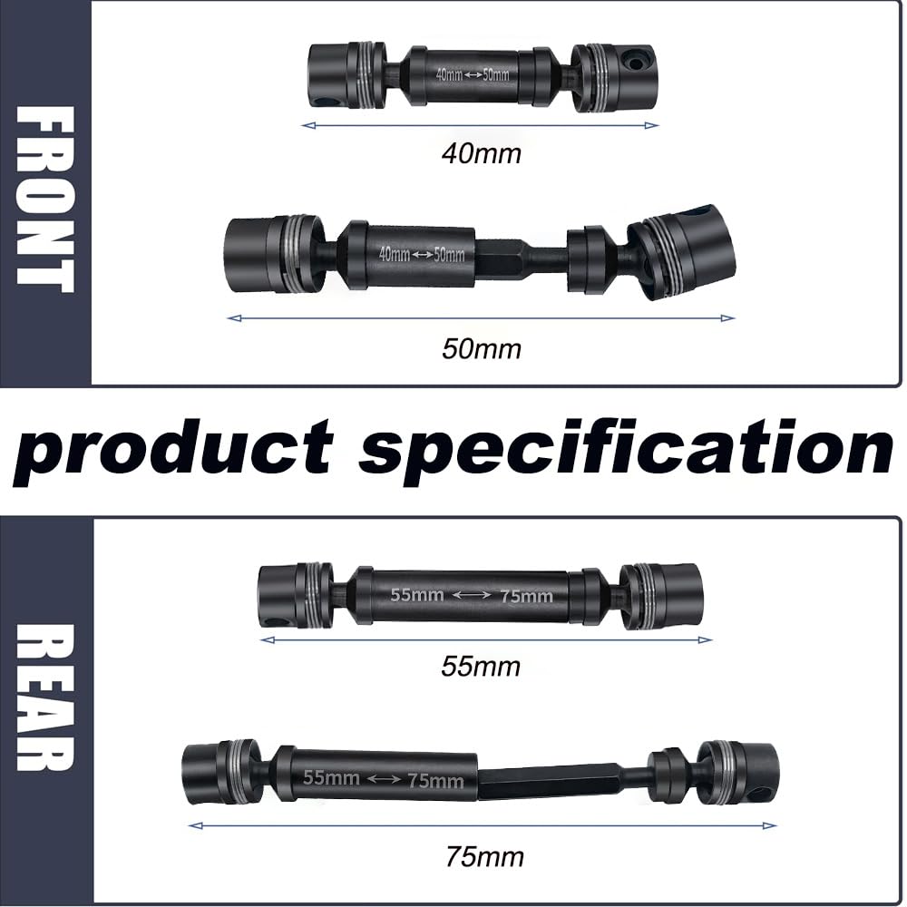 MOHERO Lot de 2 arbres de transmission avant et arrière en acier RC pour 1/18 TRX4M Bronco Defender RC Crawler mise à niveau de voiture