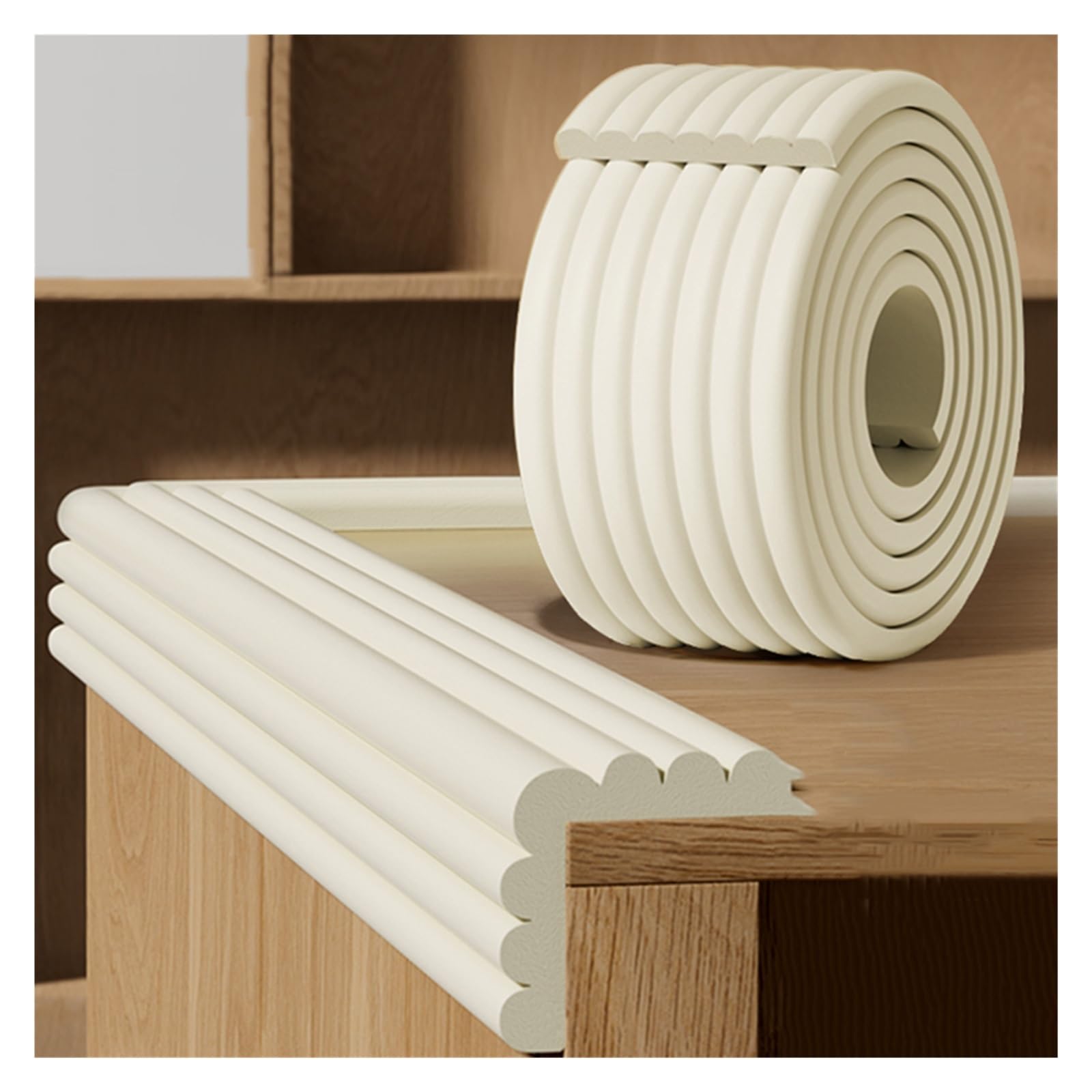 YNBSHGAA Foam edge protectors, W-shaped Furniture Corner Protector Strip For Kids Safety, Self-Adhesive Table Edge And Guard For Desk Worktop,White-10m/32.8ft