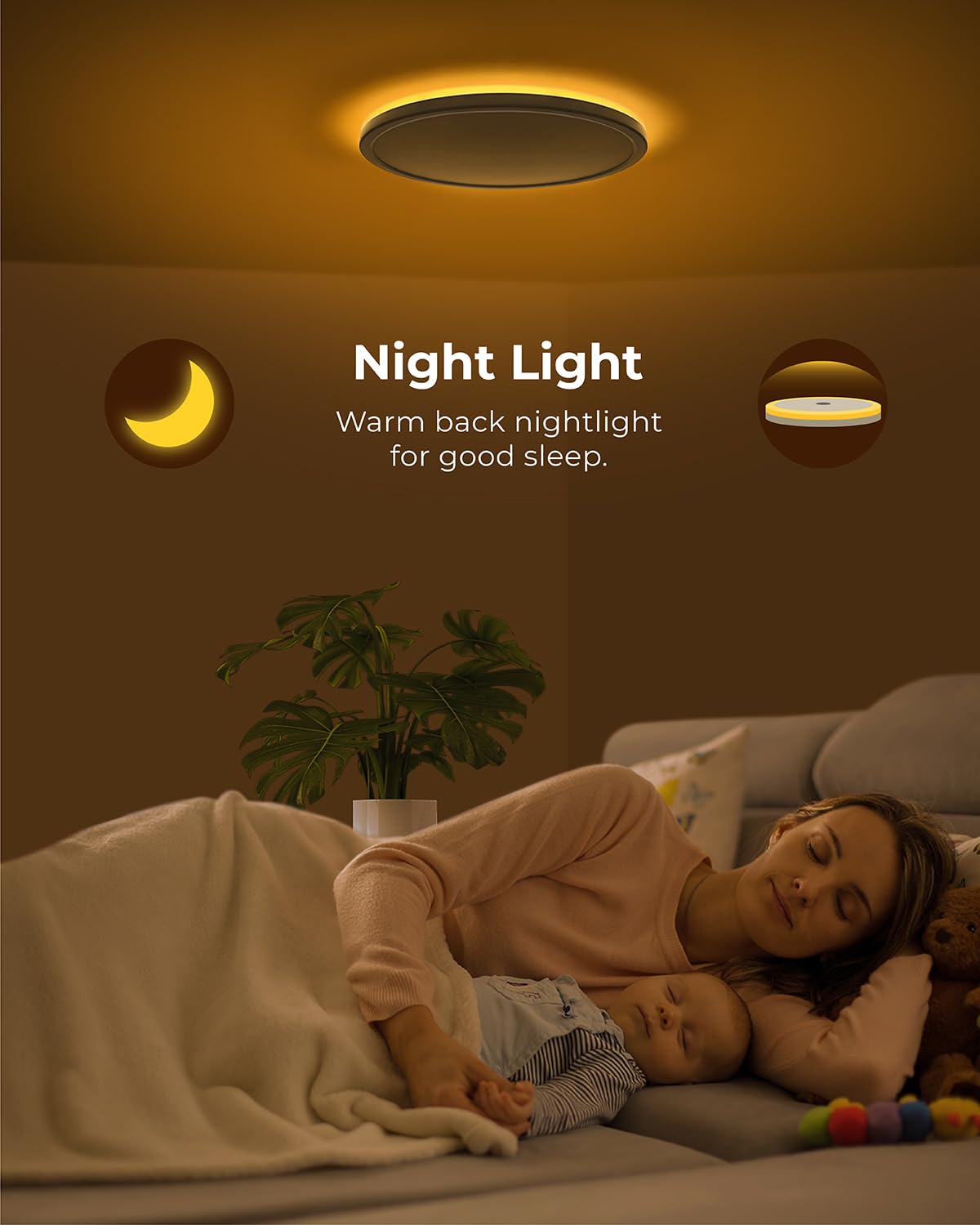 Matane Plafoniera a LED con luce notturna, 24W 3CCT, rotonda, Ø30cm | Flach Panel Lampe für Schlafzimmer Kinderzimmer Flur Küchen, mit 4W Nachtlicht und 3 Farben - Warm/Neutral/Kalt Weiß