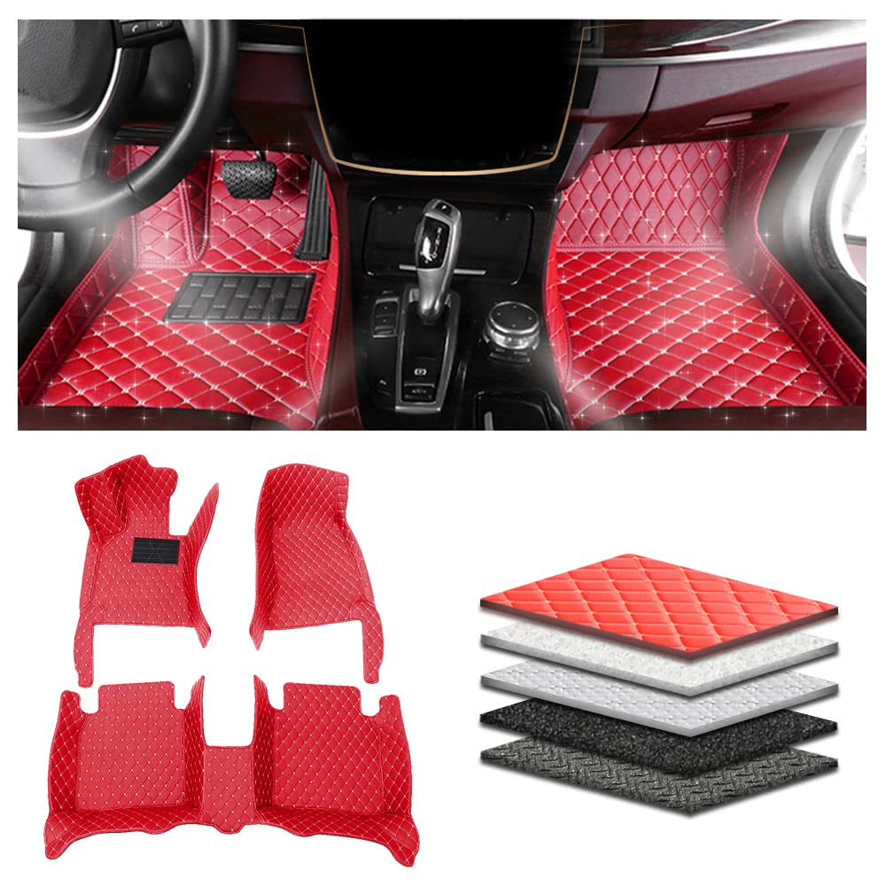 MOTOS Tappetini Auto In Velours Premium Per Volkswagen Amarok 2010-2016, Set Rosso-Blu, Antiscivolo, Spessore 10 Mm, Fissaggio Sicuro - 3