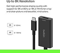 Vista 2 de Belkin Adaptador USB-C a HDMI 2.1, cable conectado de 4.33 pulgadas con 8K @ 60Hz, 4K @ 144Hz, HDR, HBR3, DSC, HDCP 2.2, USB-IF - Funciona