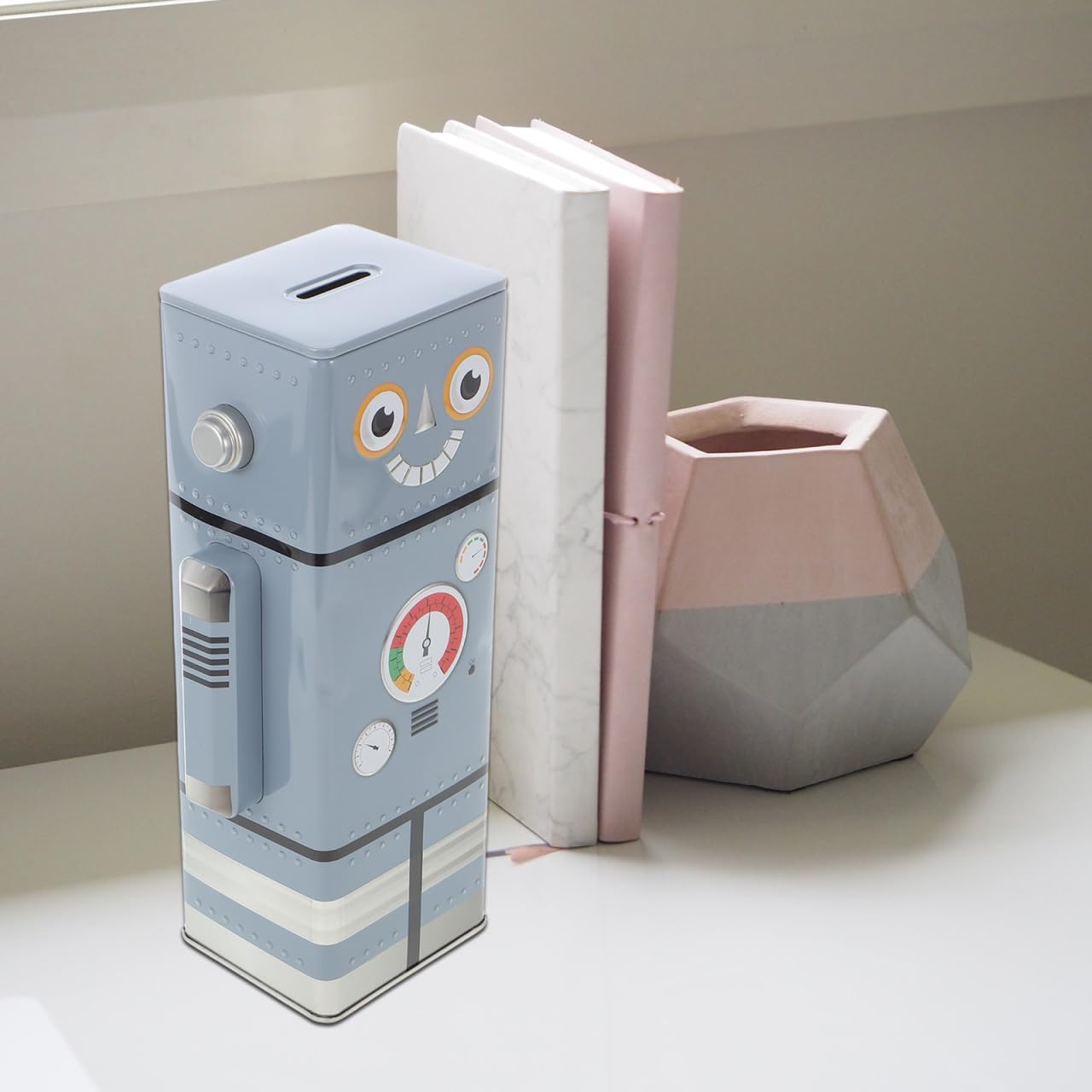 Robot Piggy Kids, Unique Decorative Money Bank for Home Decor, Birthday Present for Boys and Girls, 9.64 X 5.11 X 2.95 Inches