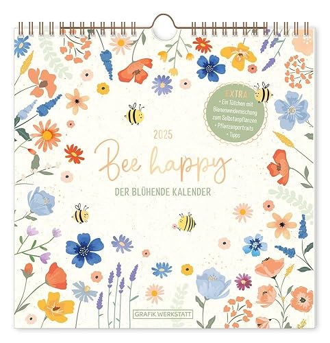 Wandkalender quadratisch 2025 Bee happy: Wandkalender