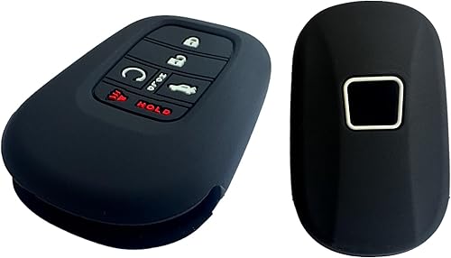 Miniatura 4 de Funda de silicona para llavero compatible con Honda Accord Civic EX EX-L Pilot Sport SI Touring HR-V CR-V 2022 2023 (negro con botones rojos)