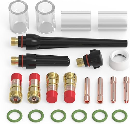 Miniatura 9 de TOOLIOM Kit de accesorios de antorcha de soldadura TIG de 49 Uds Kit de accesorios de lente de gas rechoncho Copa de vidrio Copa de cerámica Kit de