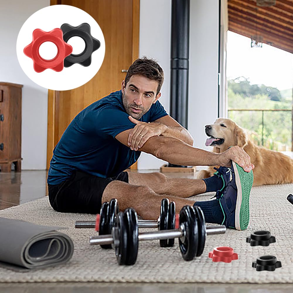 4 Chiusure A Stella Per Bilanciere 25mm - Dadi Esagonali Antiscivolo Per Manubri E Pesi - Foto 4