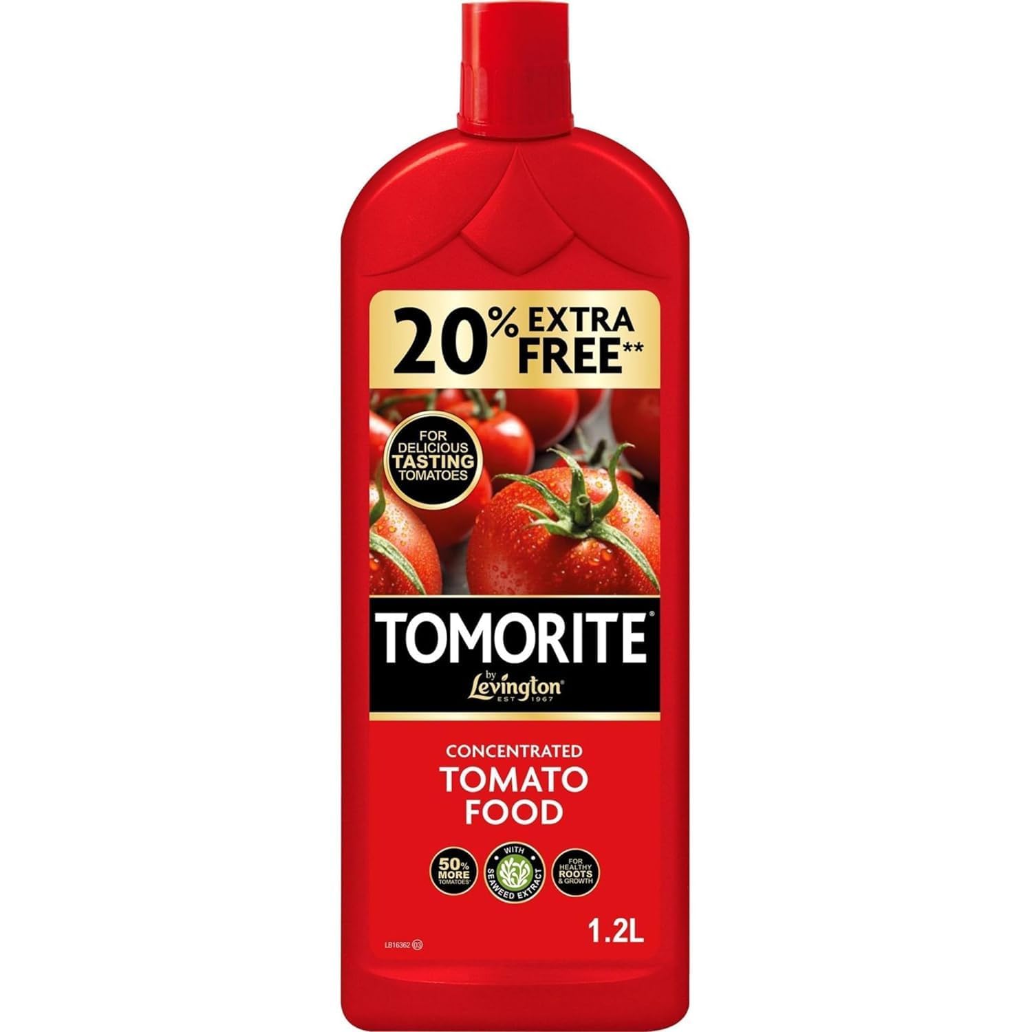 HOCHSTE® Levington Tomorite Tomato Feed, Concentrated Plant, Food High Potash Fertiliser with Seaweed Extract, Boosts Yield, Flavour & Growth, Outdoor Use, 1.2L
