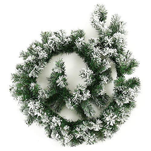 FullLove - Guirnalda de Navidad de 180 cm de Largo, con Copos de Nieve, decoración de Navidad Artificial para escaleras, Puerta, Ventana, Exterior, Interior, Guirnalda de Abeto en Verde