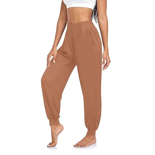 ODAWA Sienna Calça feminina de cintura alta para ioga esportiva com bolsos