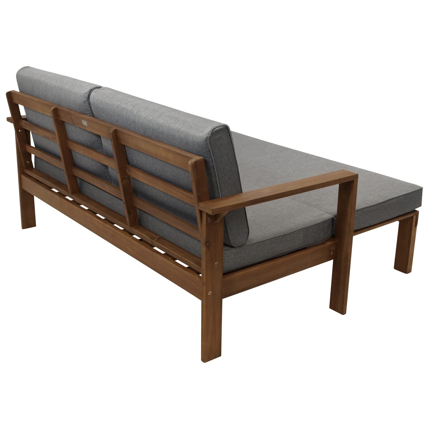 DEGAMO Gartensofa Liegesofa Parana 180x136cm ausziehbar, Akazienholz braun gölt, mit Polsterauflagen grau, Indoor und Outdoor