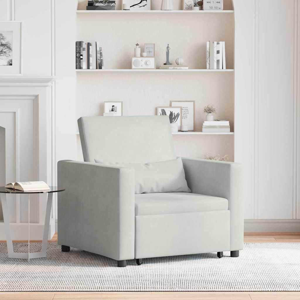 vidaXL Pull Out Sofa Bed Single with Wheels Light Grey Velvet, Modern Couch for Your Living Room, Adjustable backrest, Space-Saving Bed, Stylish and Comfy Seating