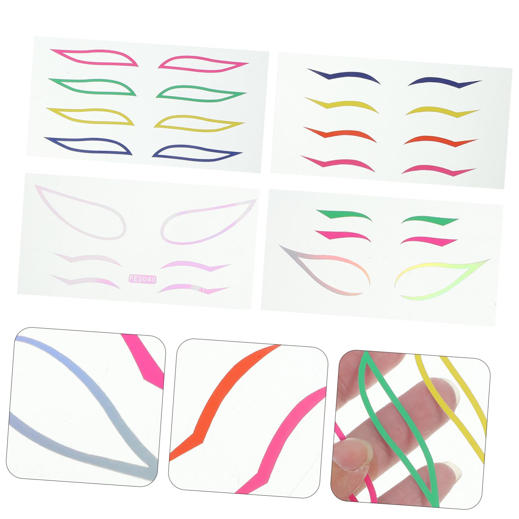 Healeved 20sätze Farbige Eyeliner Sticker Kreative Und Tragbare Augen-make-up Aufkleber Für Festivals Cosplay Und Alltag Einfach Anzuwenden Entfernen Für Augenformen