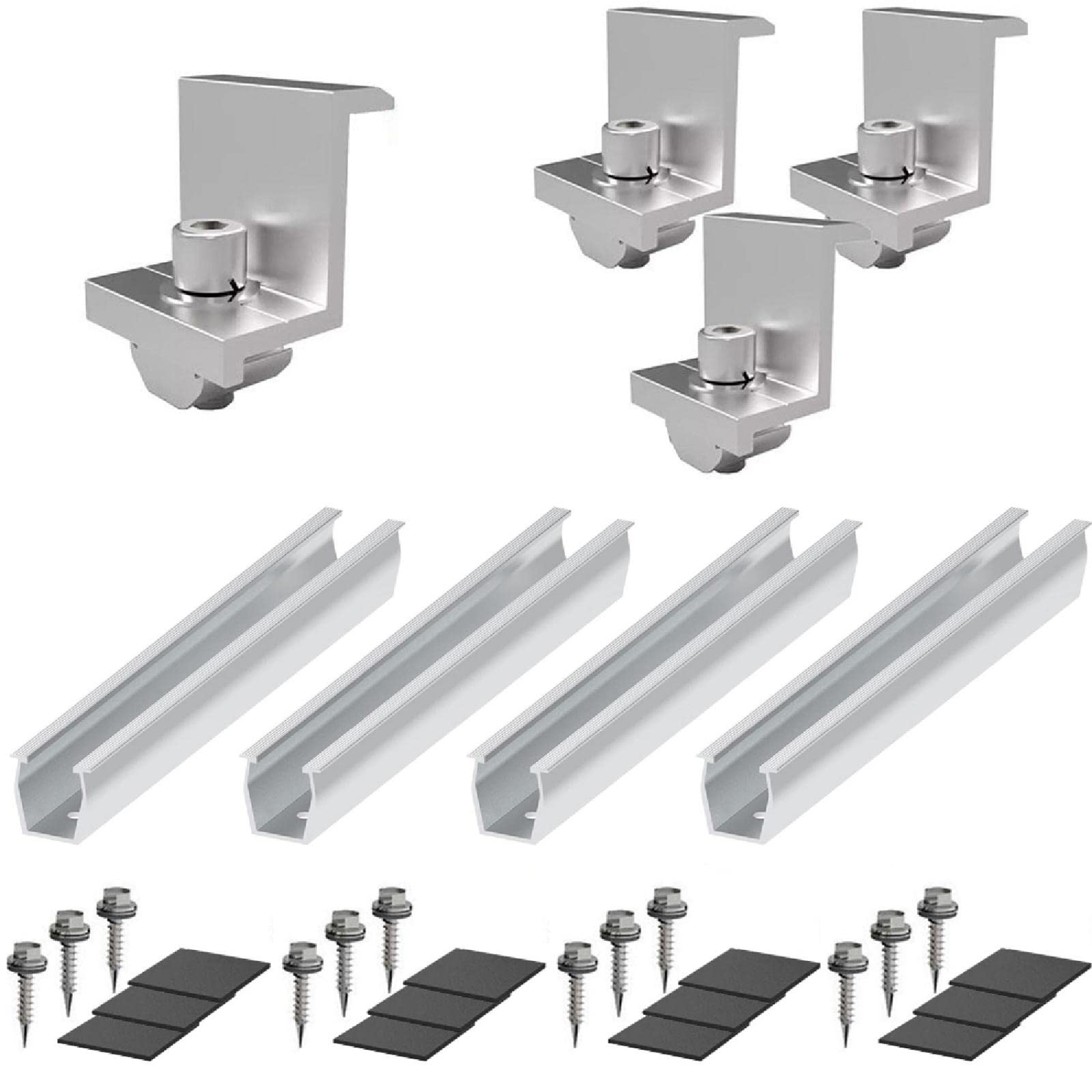 Kit staffa pannello solare con viti e rondelle per il montaggio pannello solare, accessori fotovoltaici per tetto balcone centrale elettrica, tetto piatto montaggio pannello solare tetto impianto fo