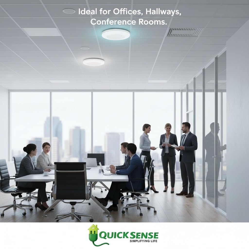 Quick Sense Microwave Motion Sensor (QS-M5B) | 5.8GHz Radar | 360°/180° Detection | Wall & Ceiling Mount | Adjustable Range | Day/Night Light Sensor | Automatic Lighting Control 4