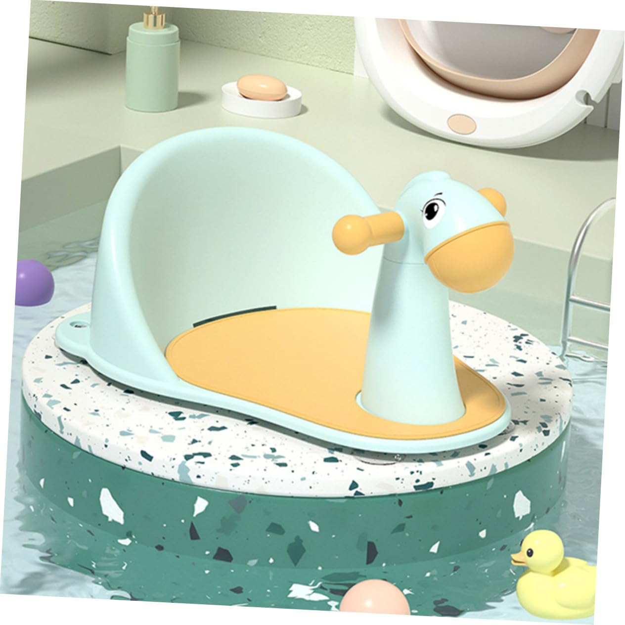 Silla de Baño para Ñiño Antideslizante Ventosas, Asiento Ergonómico Pequeño en Plástico Seguro, Soporte Estable para Ducha y Bañera, Adecuado para Recién Nacidos y Niños Pequeños