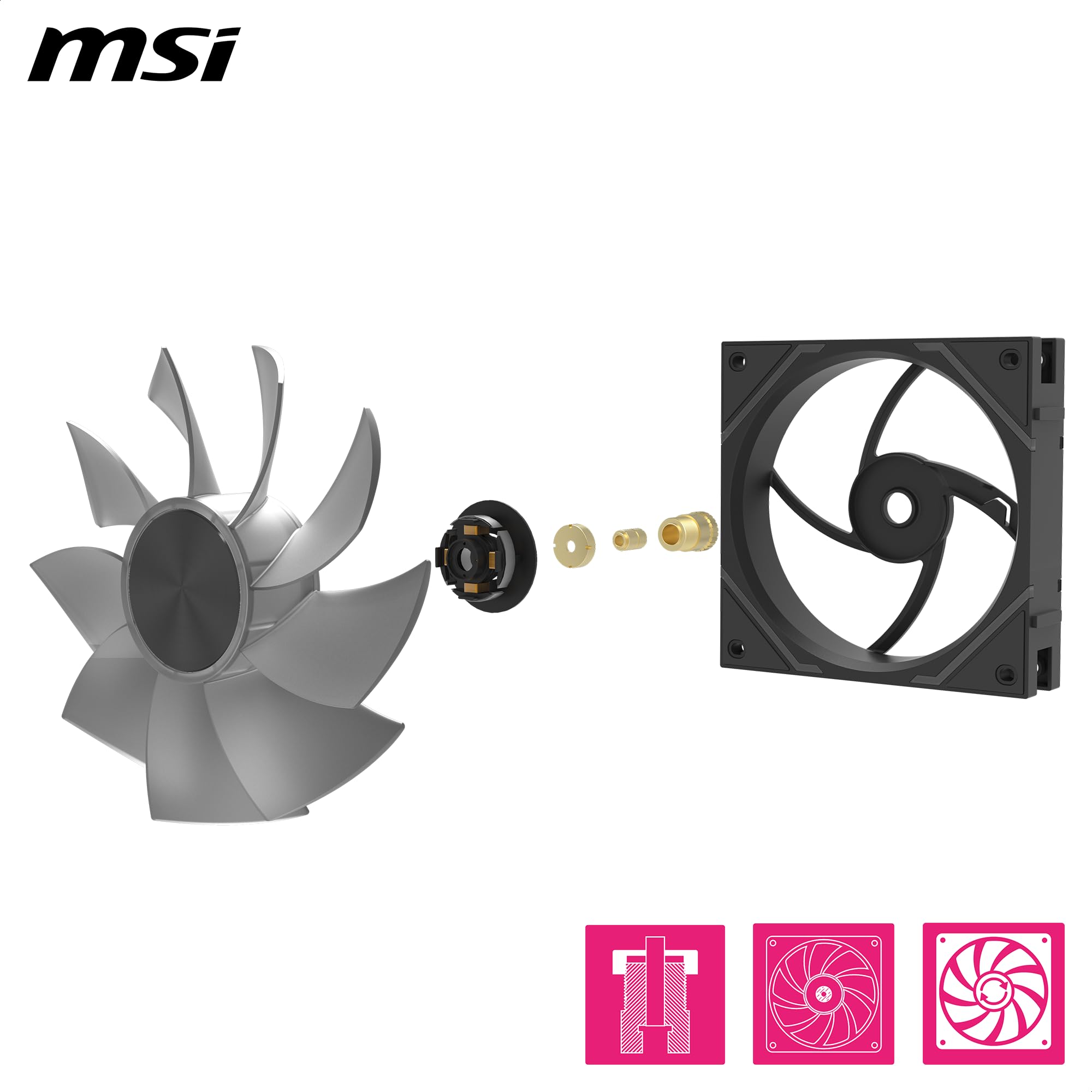 MSI MPG EZ120R ARGB-3B - Ventilador ARGB de 120 mm, bloque de conexión magnético patentado, conexión de cadena margarita, rodamiento dinámico líquido + fijación de tuerca adicional, cubo de ventilador