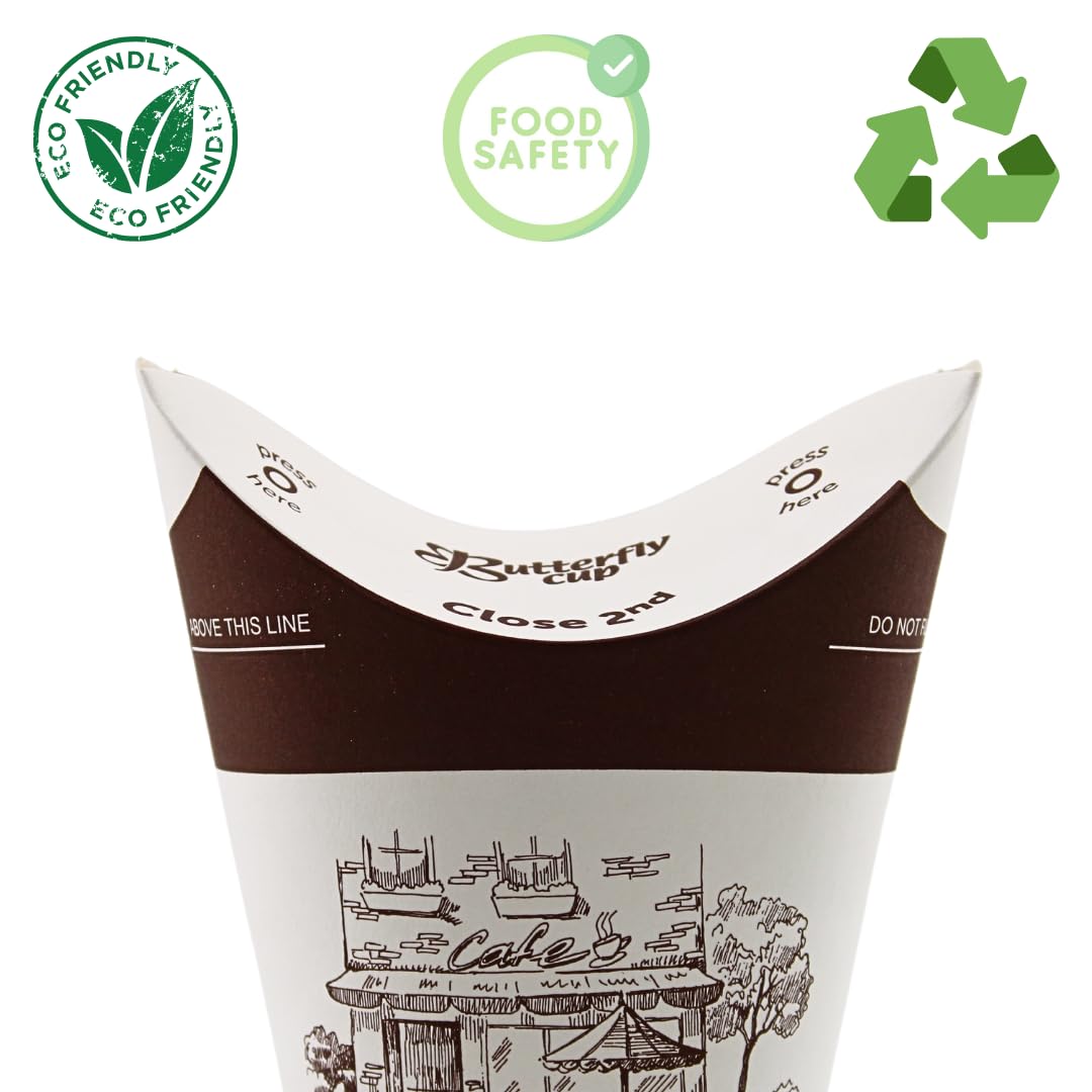 Enpack - 800 Stück Kaffeebecher mit Deckel - Papp Coffee To Go Behälter - 200ml/8 oz - Nachhaltiges Heiß und Kaltgetränk Gefäß - Umweltfreundlicher Alltagsbecher
