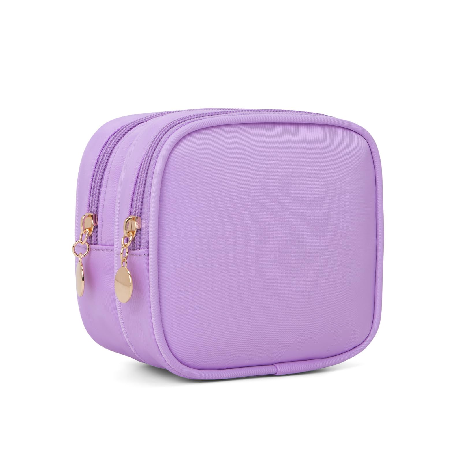 XIAOLER Small Makeup Pouch, Double Zipper Cosmetic Bag, Travel Makeup Bag, Cute Makeup Bag for Purse, Mini Toiletry Bag (lilac)