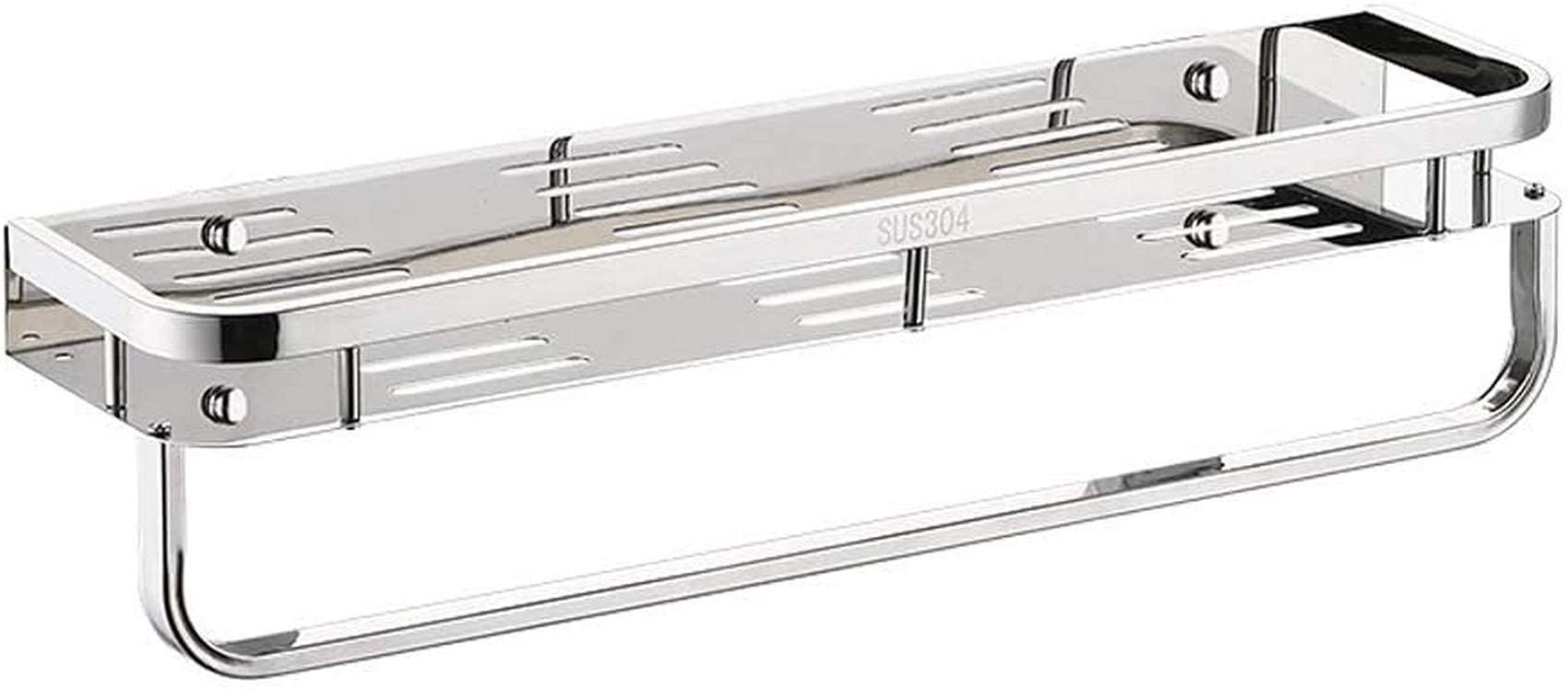 New Wall Mounted Shower Antirust Caddy Towel Bar 304 Stainless Steel Bathroom Shelf Household Silver Stand 1 Tier