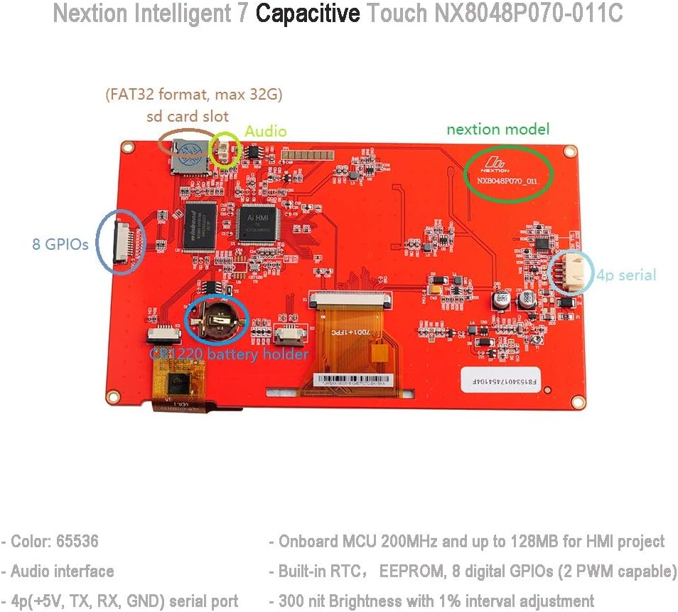 Nextion Intelligent 7" Display NX8048P070-011C + USB to TTL Module