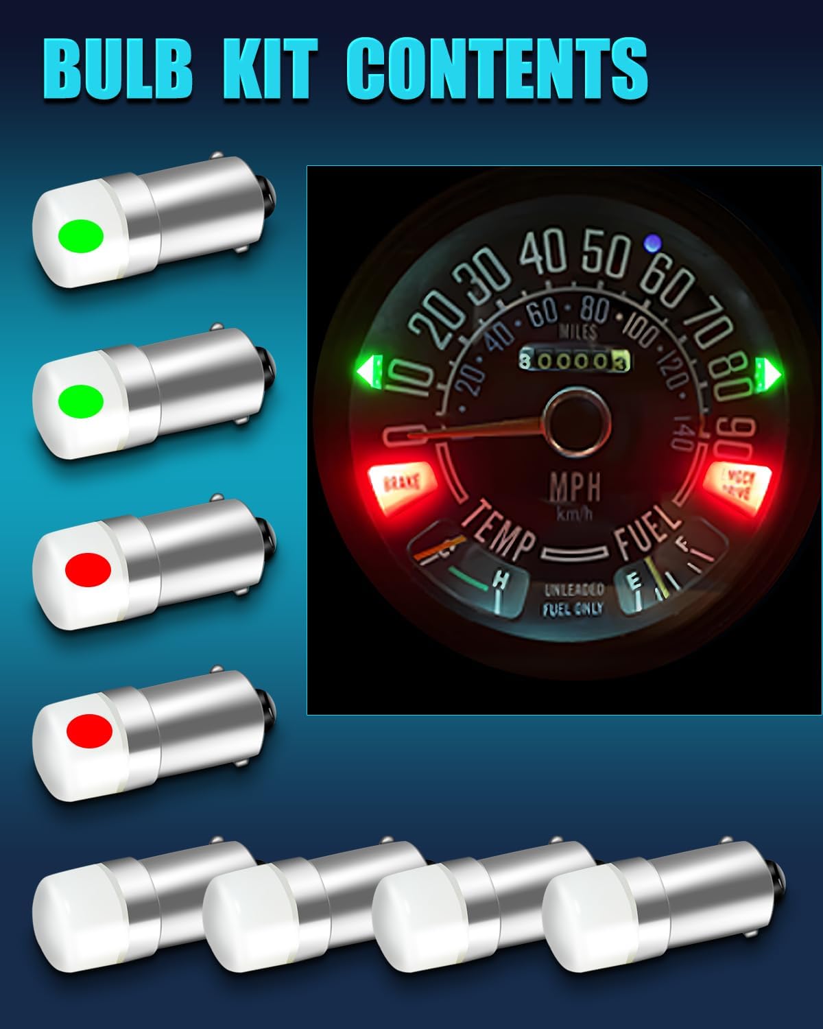 Speedometer Cluster Led Bulb Instrument Panel Light Retrofit Kit fits for Jeep CJ5 CJ7 CJ8 Scramble