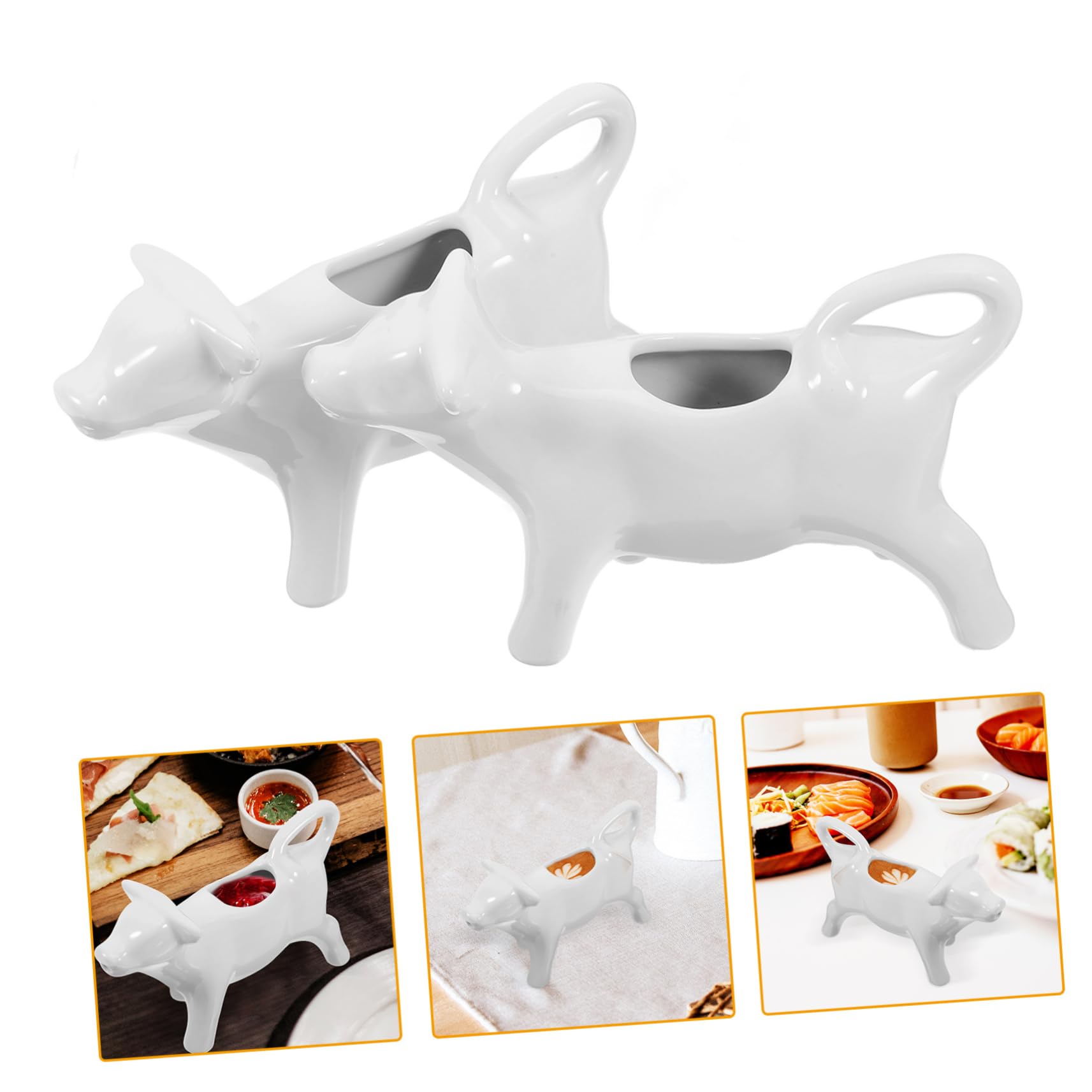 MAGICLULU 3 Ensembles Pot À Lait En Céramique Pichet À Lait Expresso Mini Crème À Café Vapeur De Lait Tasses Caffetieres Mug Cafe Verre Porte-sauce Tasse À Café Moussant Blanche 2 Pièces * 3