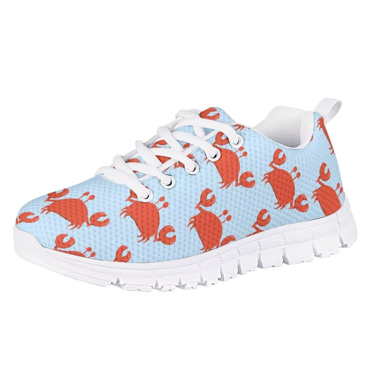 Hawapod Crab Blue Print Boys Girls Hiking Shoes Low Top Sneakers Outdoor Trekking Walking Climbing Running Shoe Lightweight Tennis Athletic Sneakers