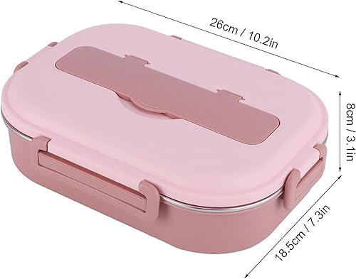 Miniatura 2 de Yosoo Fiambrera de acero inoxidable, caja portátil de 4 rejillas, contenedor de almacenamiento de alimentos, buen rendimiento de sellado, incluye