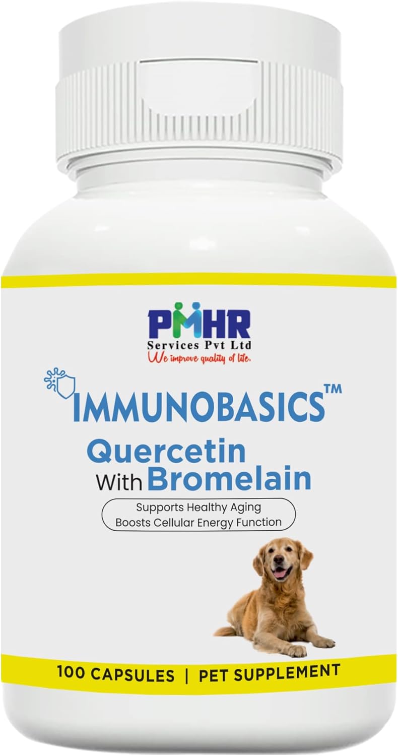 Quercetin and Bromelain Capsules for Pets Itchy Skin Relief | Promote Inflammation Relief & Antioxidant Support | for Dogs and Cats | 100 Capsules.