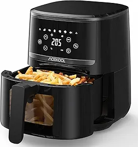 Air Fryer, 6 in 1 Visualized Window Air Fryers Oven with Dishwasher Safe Basket,Low Noise Airfryers with Timer & Temperature Control,8 Cooking Presets Oilless Cooker for Quick Meal