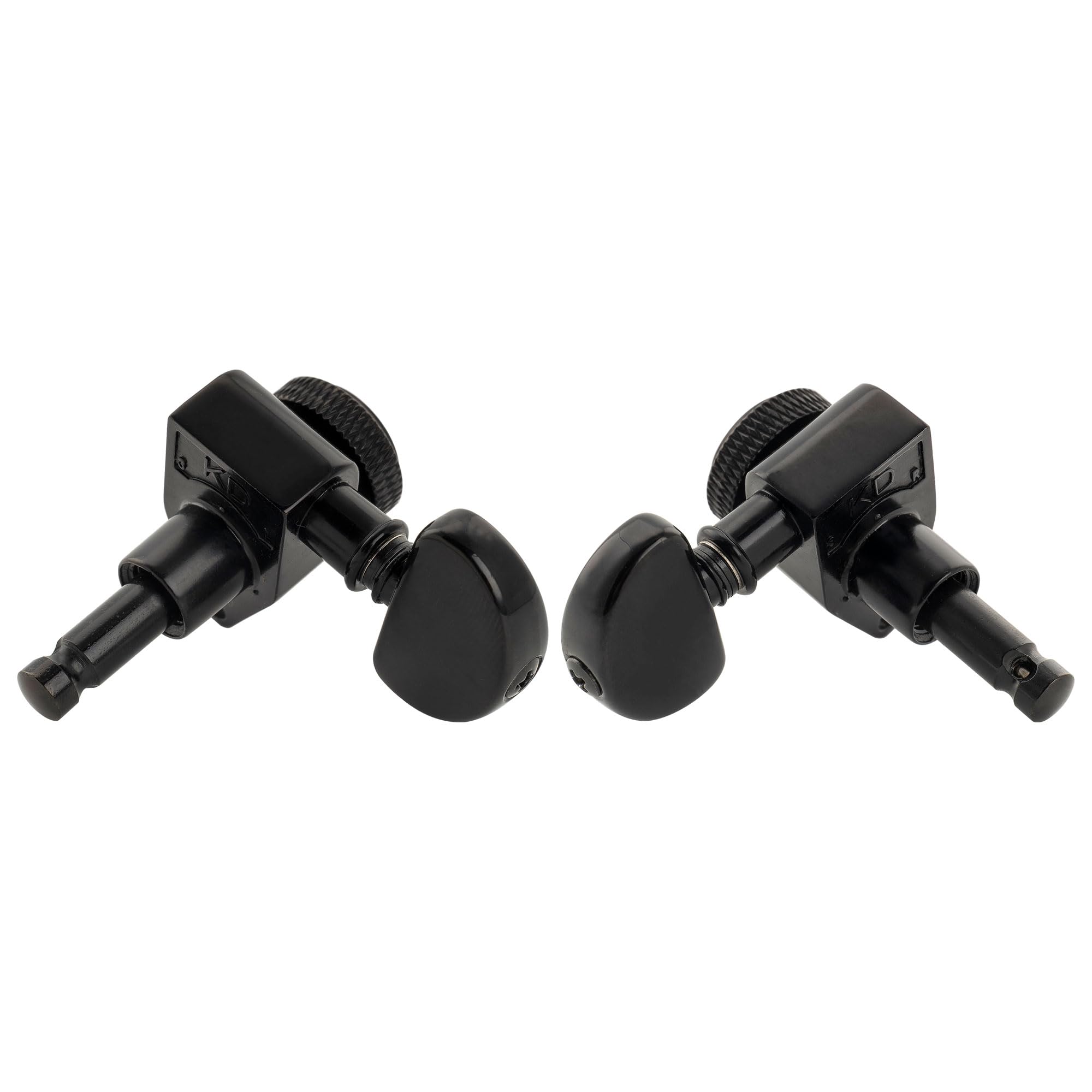 Musiclily Pro R18K 3R3L Clavijas de Afinación Bloqueo 18:1 Ratio Clavijeros Bloqueantes con Botón Media Luna Tornillo 90° para Guitarra Eléctrica Acústica, Negro