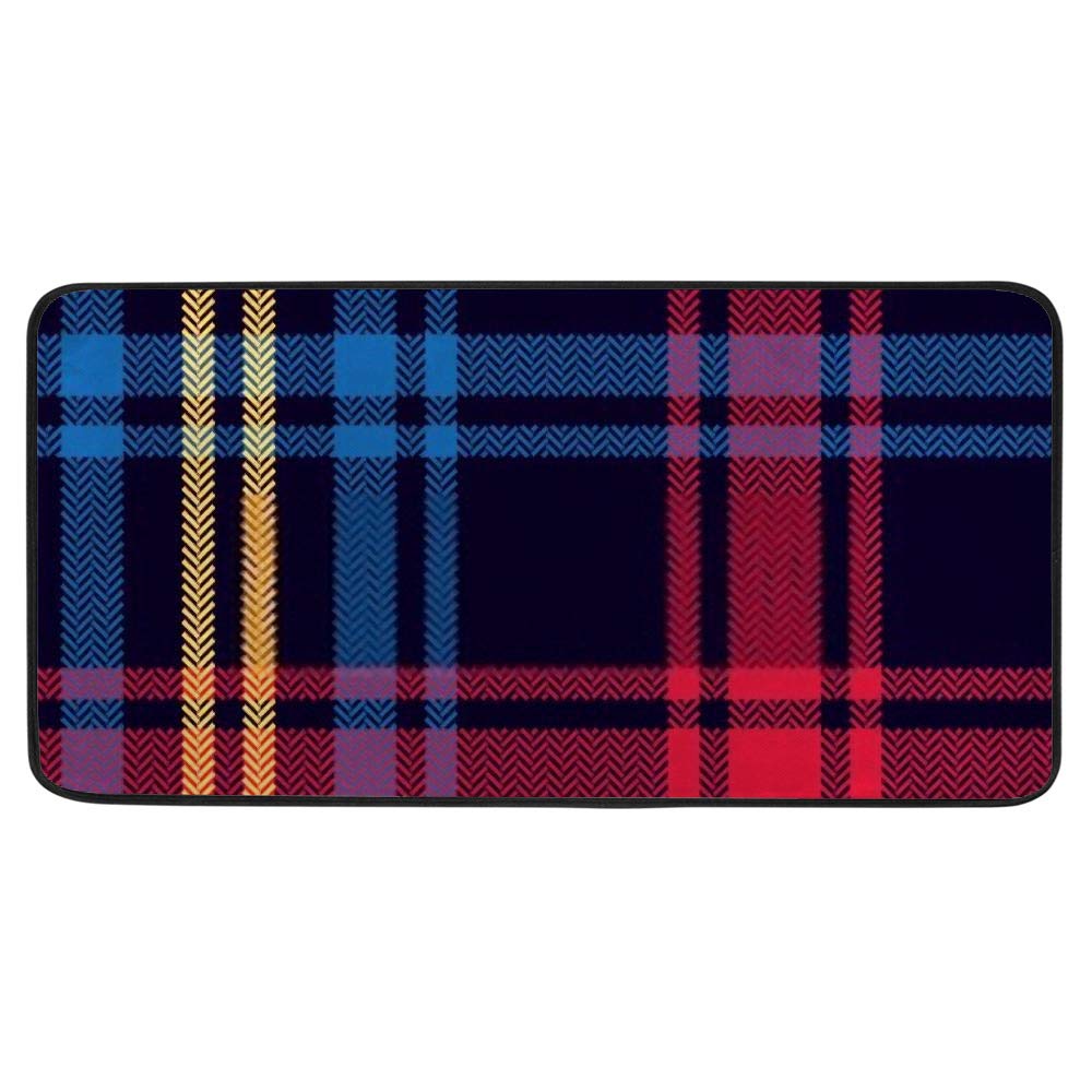 Tapis de cuisine antidérapant tartan 90x50 cm confortable
