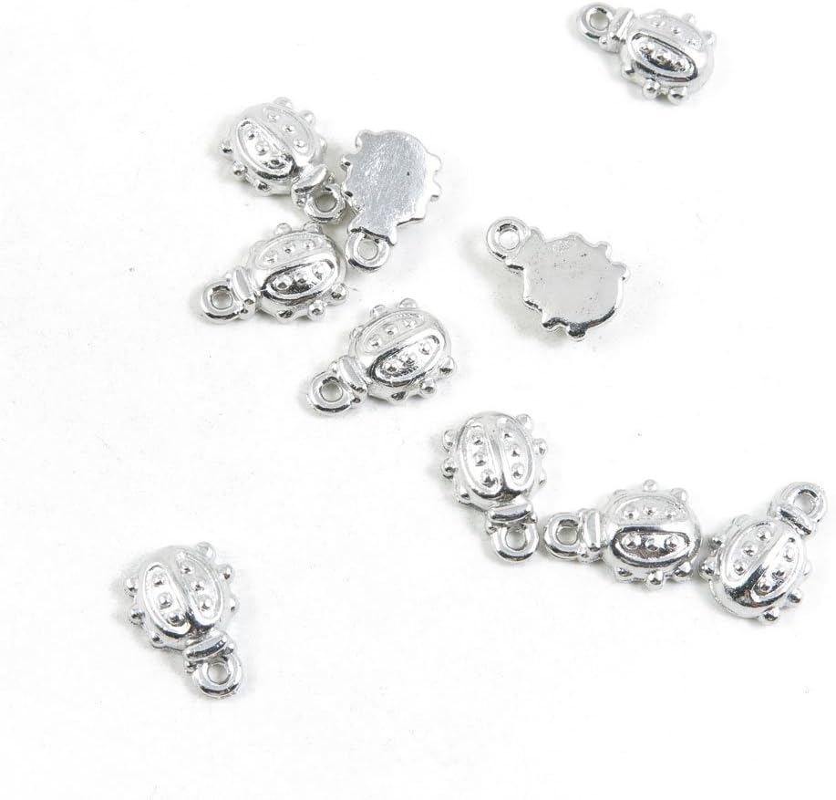 Antique Silver Tone Jewelry Making Charms Pendant Findings Craft Supplies Bulk Lots Arts H9QE7 Ladybug Beetle Lady Bug