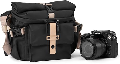 Cwatcun Bolsa compacta impermeable para cámara, pequeña, unisex, con soporte para trípode, bolsa de fotografía de expansión de viaje para Canon,