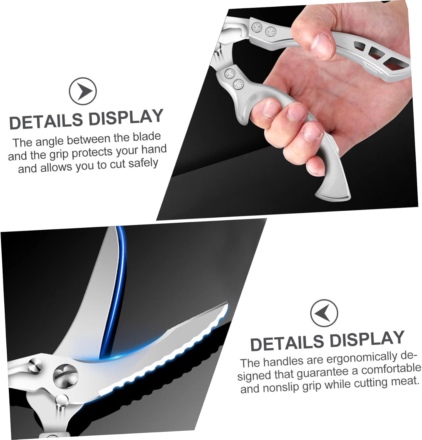 PRETYZOOM 1pc Heavy Duty Stainless Steel Kitchen Scissors Meat Chicken Bone Fish Bbq Shears Multifunctional Cutting Tools