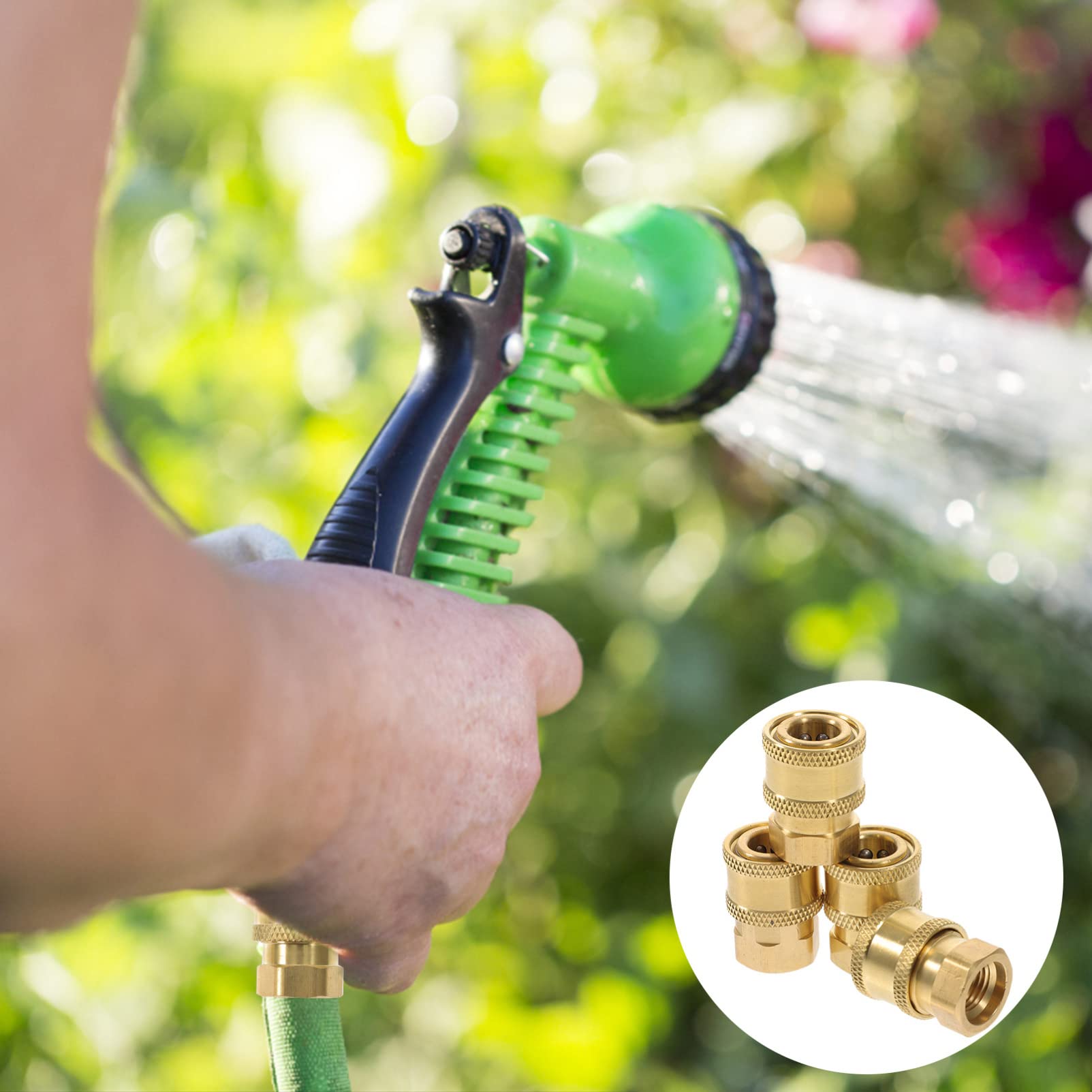 Arandela a presión 4 Uds Adaptador de Manguera Manguera de jardín conexión rápida Conector de Manguera de 1/4 Pulgadas Lavadora de Alta presión