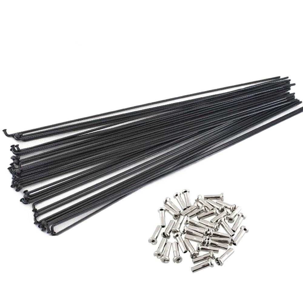Fahrradspeichen,Fahrrad Speichen 37 STK. Mountainbike/Rennrad Stahl 14G/14K Speichen Schwarze Farbe Hochfeste Fahrradspeichen 253mm-294mm