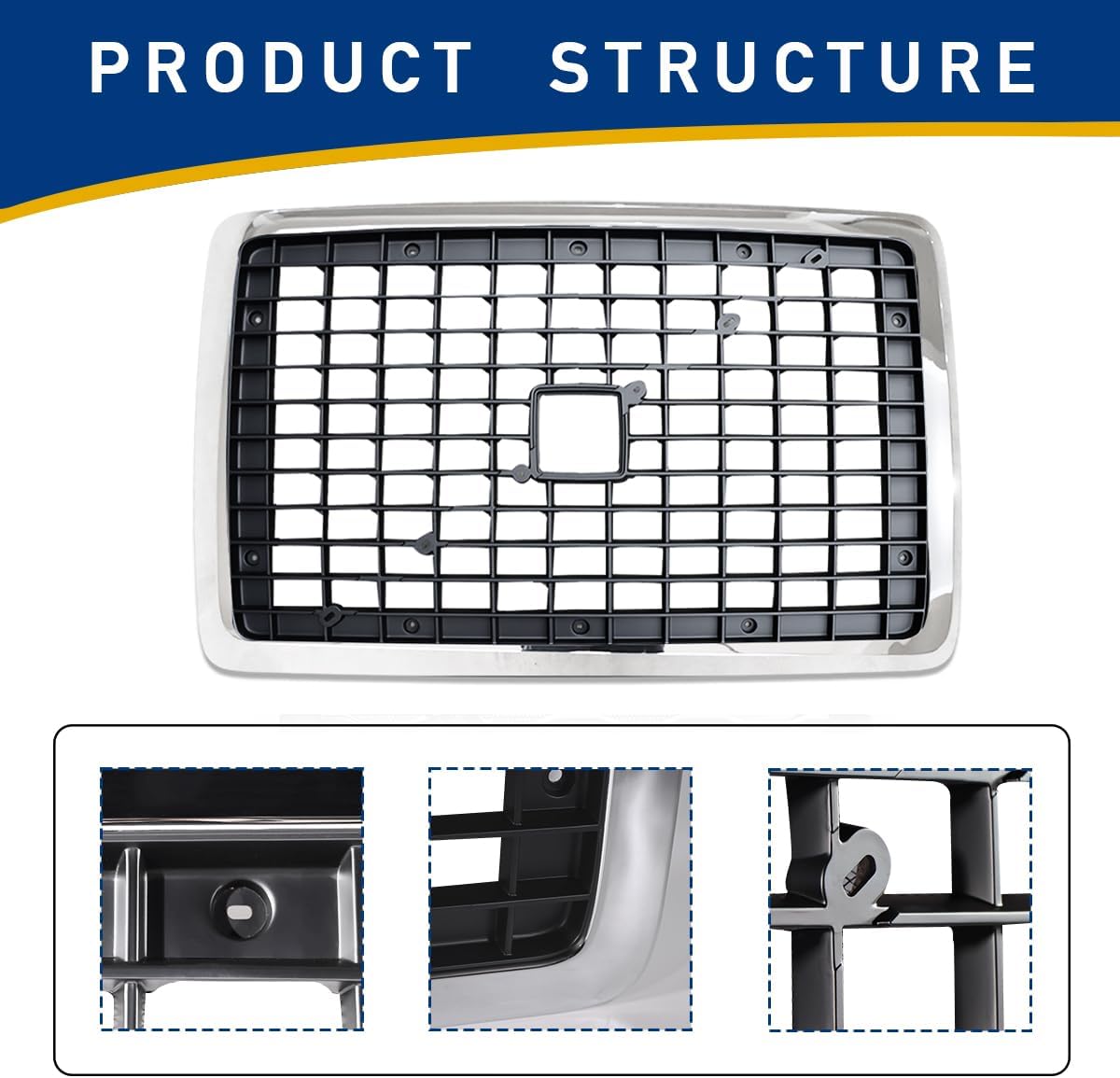 Front Grill Compatible With 2004-2018 Volvo Vnl Semi Trucks W/O Bug Screen (W/O Screen)